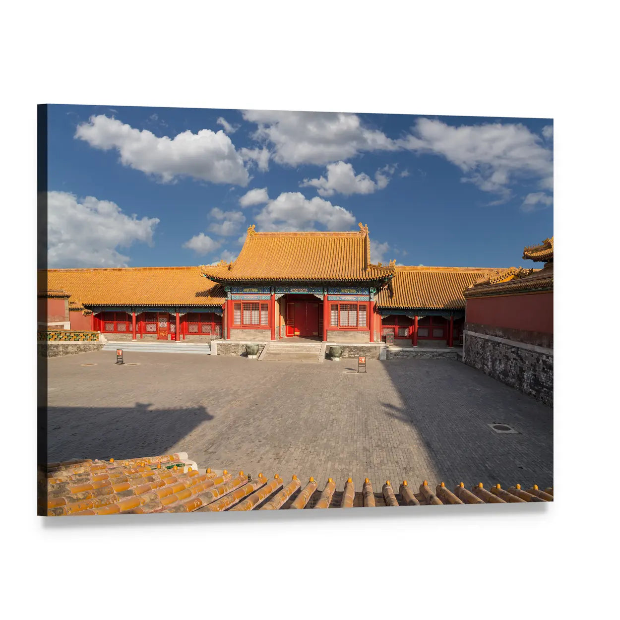 Forbidden City Courtyard with Golden Roofs Canvas Wall Art, single panel gallery wrapped canvas, angled product view