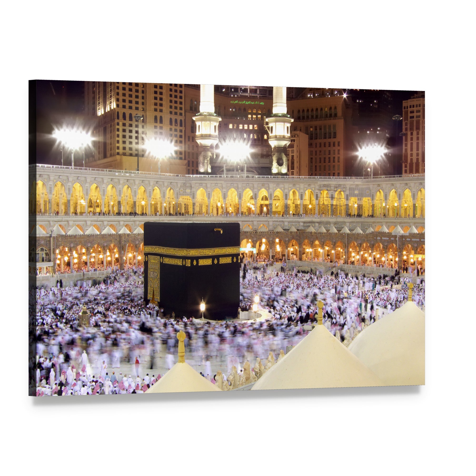 Kaaba at Night Canvas Wall Art, single panel gallery wrapped canvas, angled product view