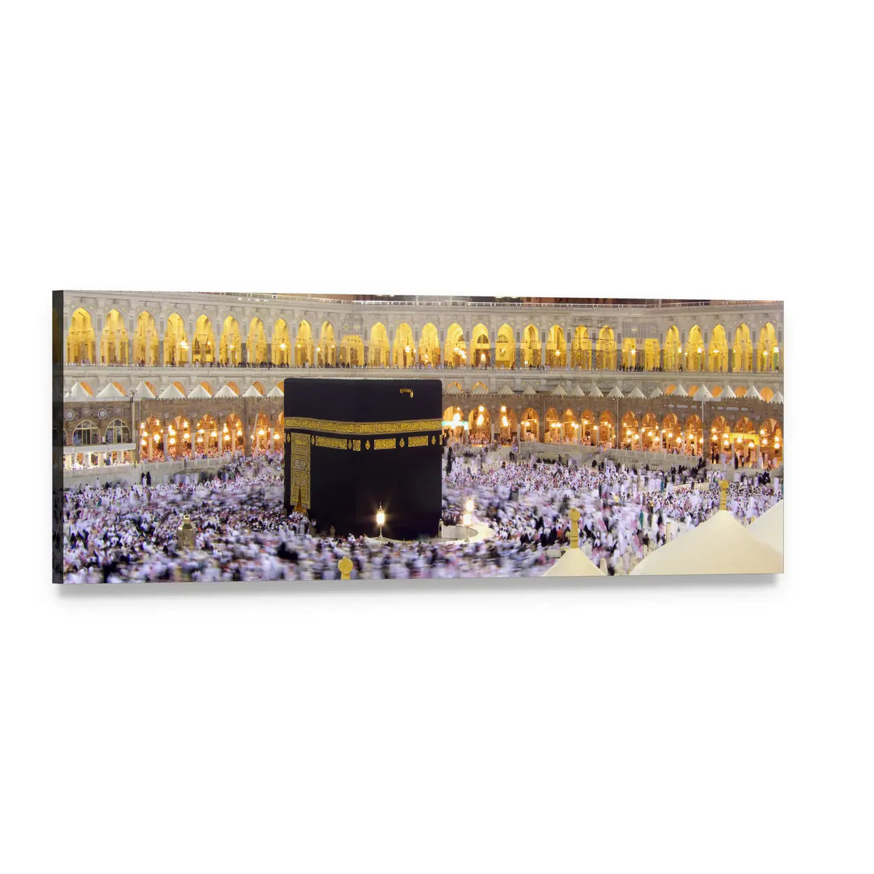 Kaaba at Night Panoramic Canvas Wall Art, single panel gallery wrapped canvas, angled product view
