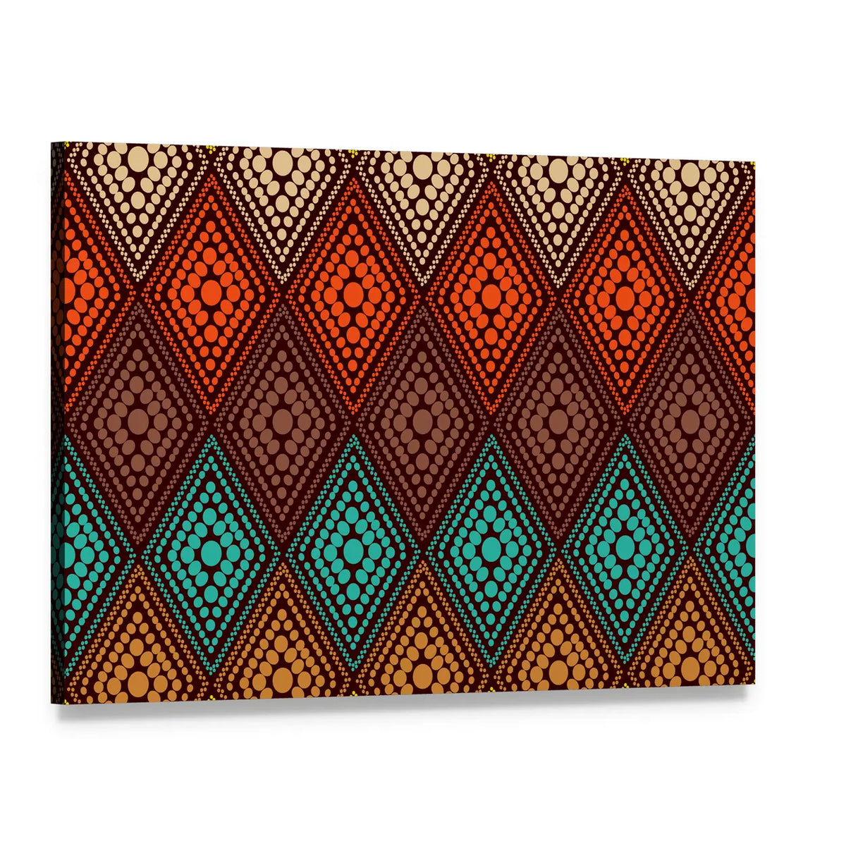 Dotted Diamond Geometric Pattern Canvas Wall Art, single panel gallery wrapped canvas, angled product view