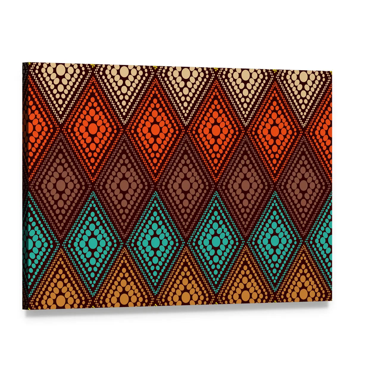 Dotted Diamond Geometric Pattern Canvas Wall Art, single panel gallery wrapped canvas, angled product view