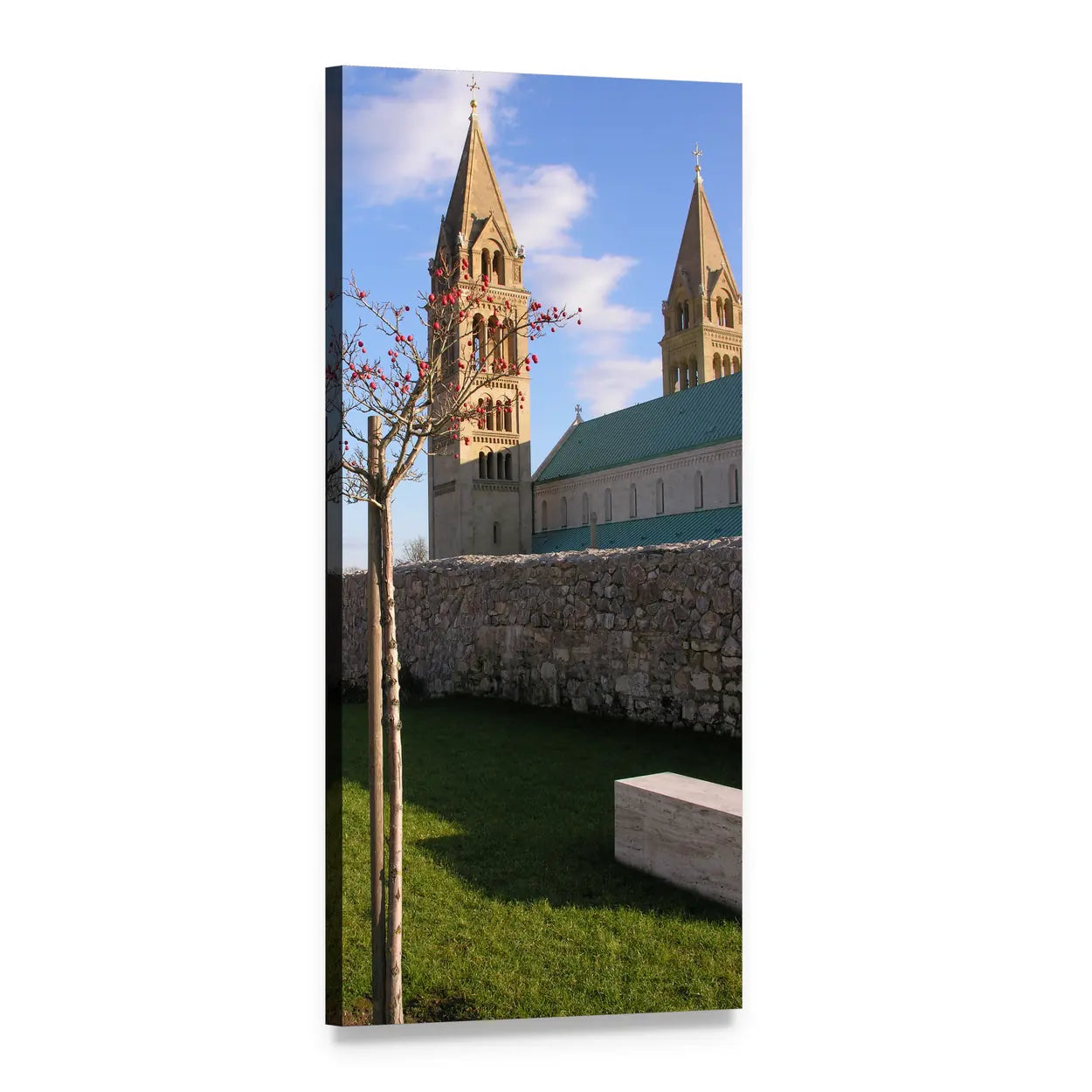 Pecs Cathedral Hungary Vertical Canvas Wall Art, 1 panel 1 Vertical layout gallery wrapped canvas set, angled product view