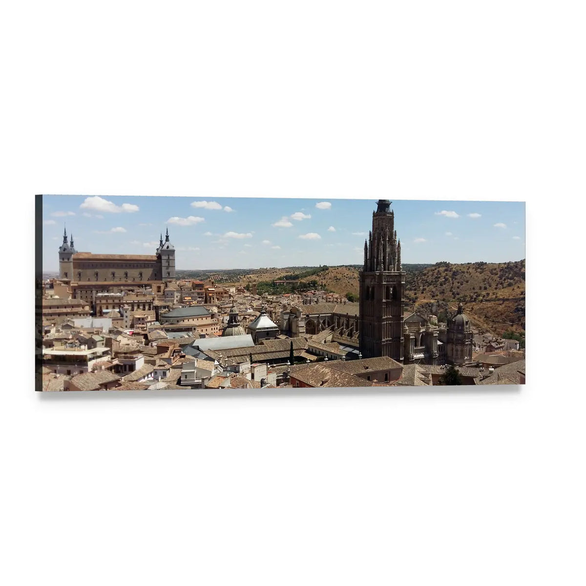 Toledo Old Town, Castile-la Mancha Panoramic Canvas Wall Art, single panel gallery wrapped canvas, angled product view
