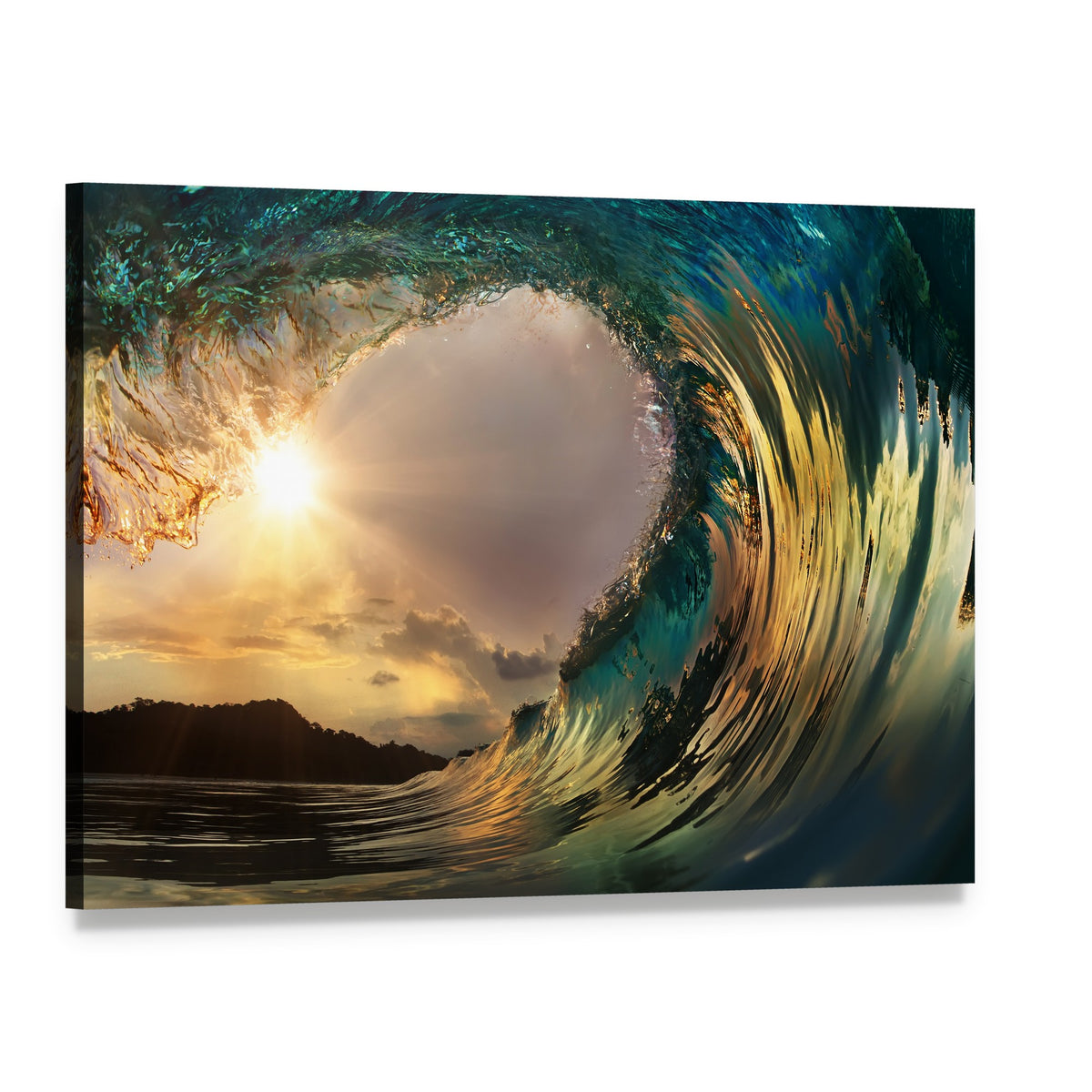 Dark Wave in Ocean Canvas Wall Art, single panel gallery wrapped canvas, angled product view