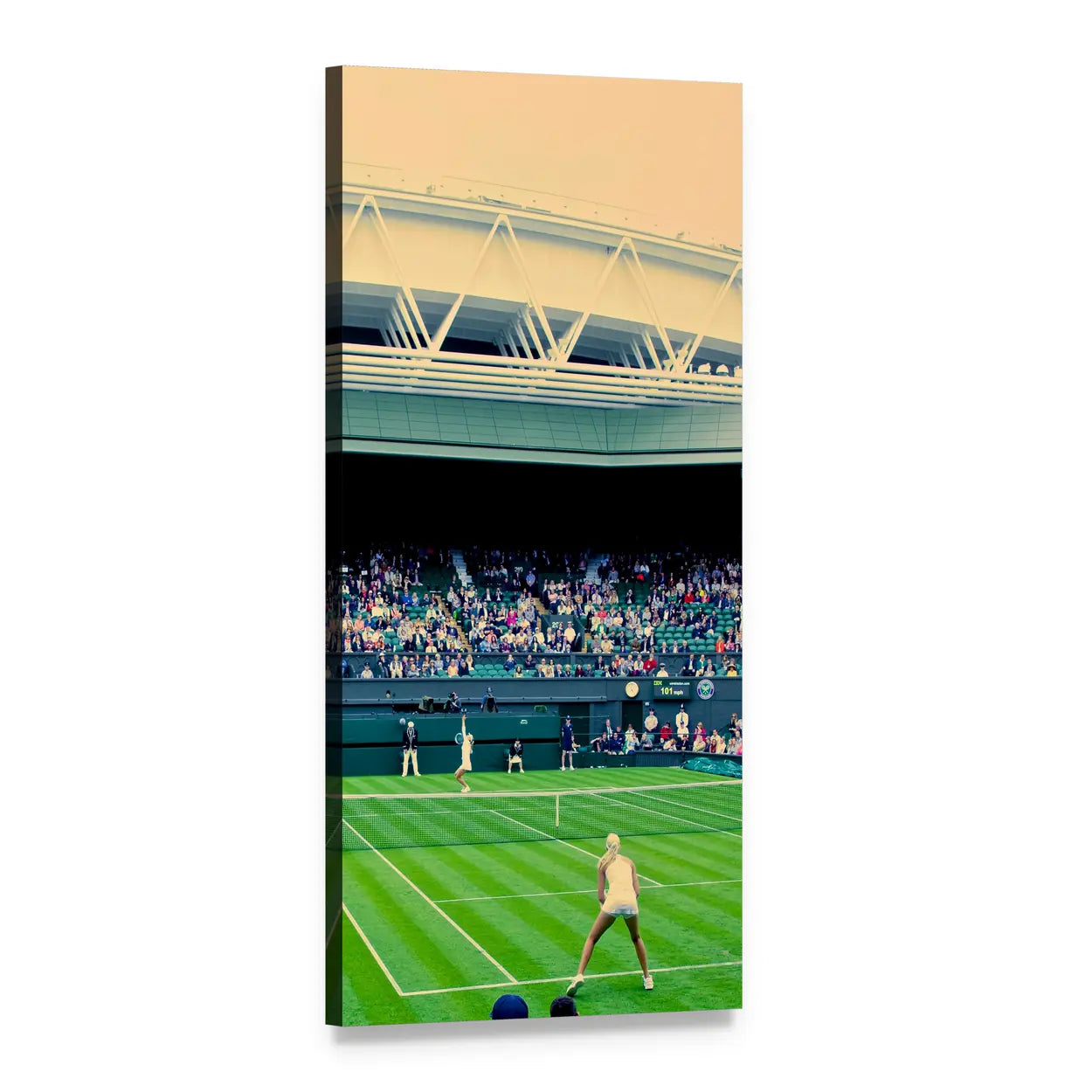 Tennis Players on Grass Court Vertical Canvas Wall Art, 1 panel 1 Vertical layout gallery wrapped canvas set, angled product view