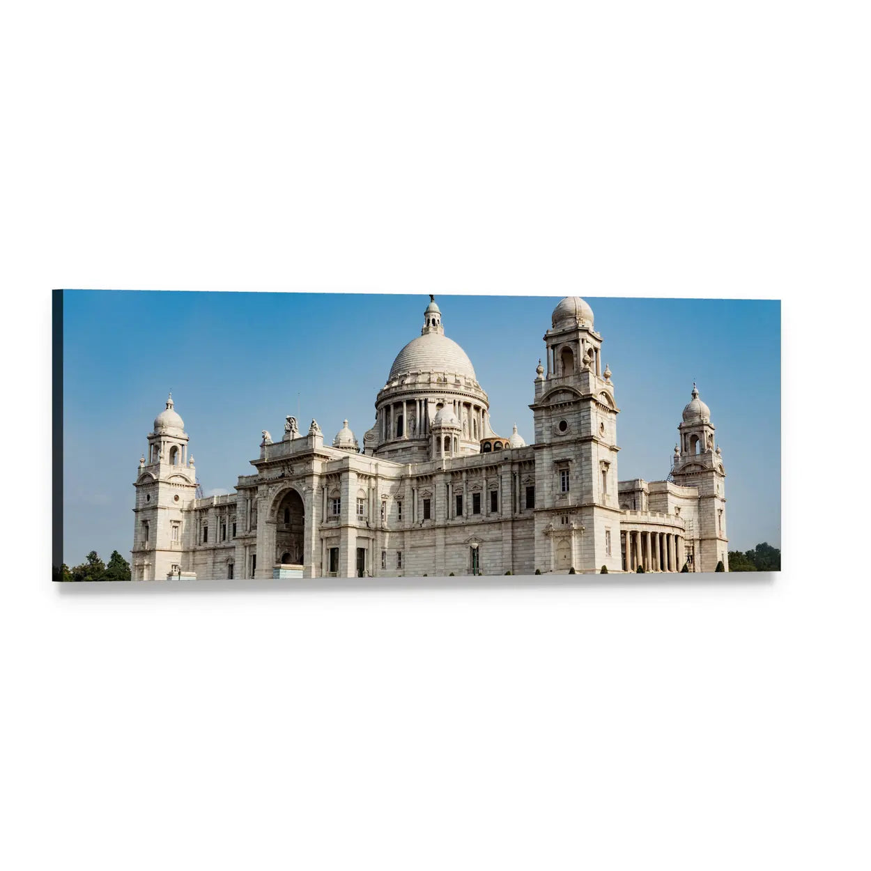 Victoria Memorial in Kolkata Panoramic Canvas Wall Art, single panel gallery wrapped canvas, angled product view