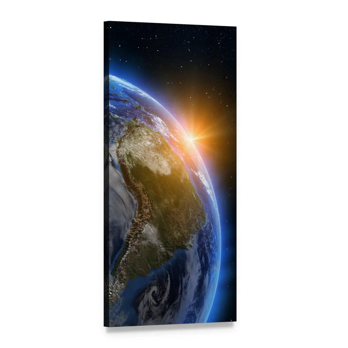 South America at Sunrise Vertical Canvas Wall Art, 1 panel 1 Vertical layout gallery wrapped canvas set, angled product view