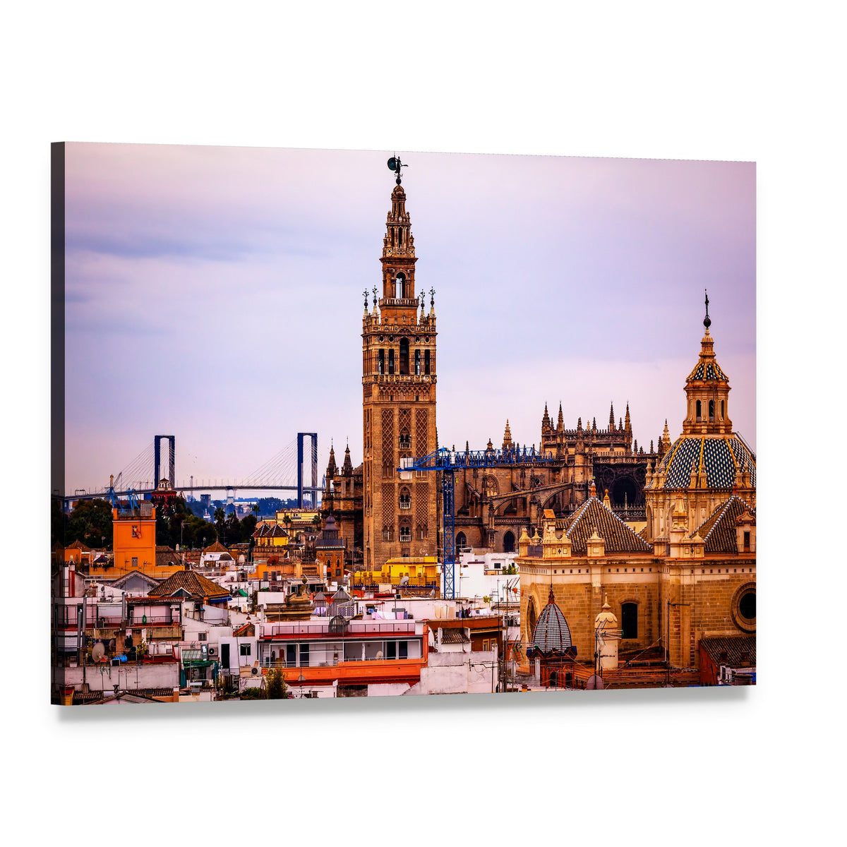 Giralda Tower at Seville Cathedral Canvas Wall Art, single panel gallery wrapped canvas, angled product view
