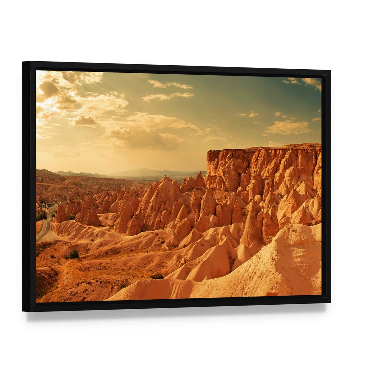 Amazing Stone Formations In Cappadocia Canvas Wall Art, framed canvas in a black floater frame, angled product view