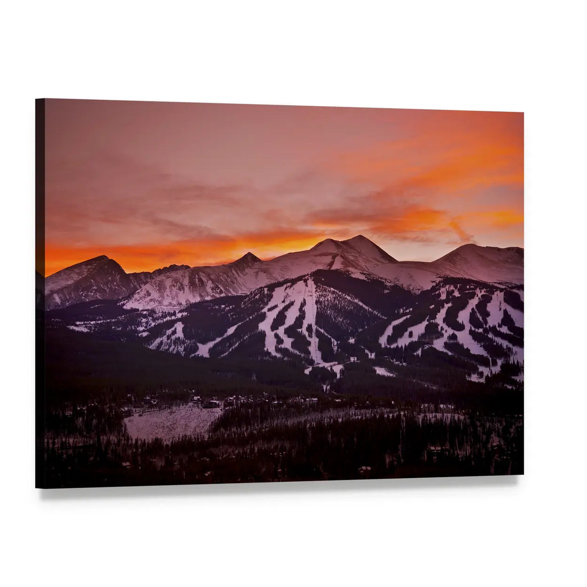 Colorado Mountains at Sunset Canvas Wall Art, single panel gallery wrapped canvas, angled product view