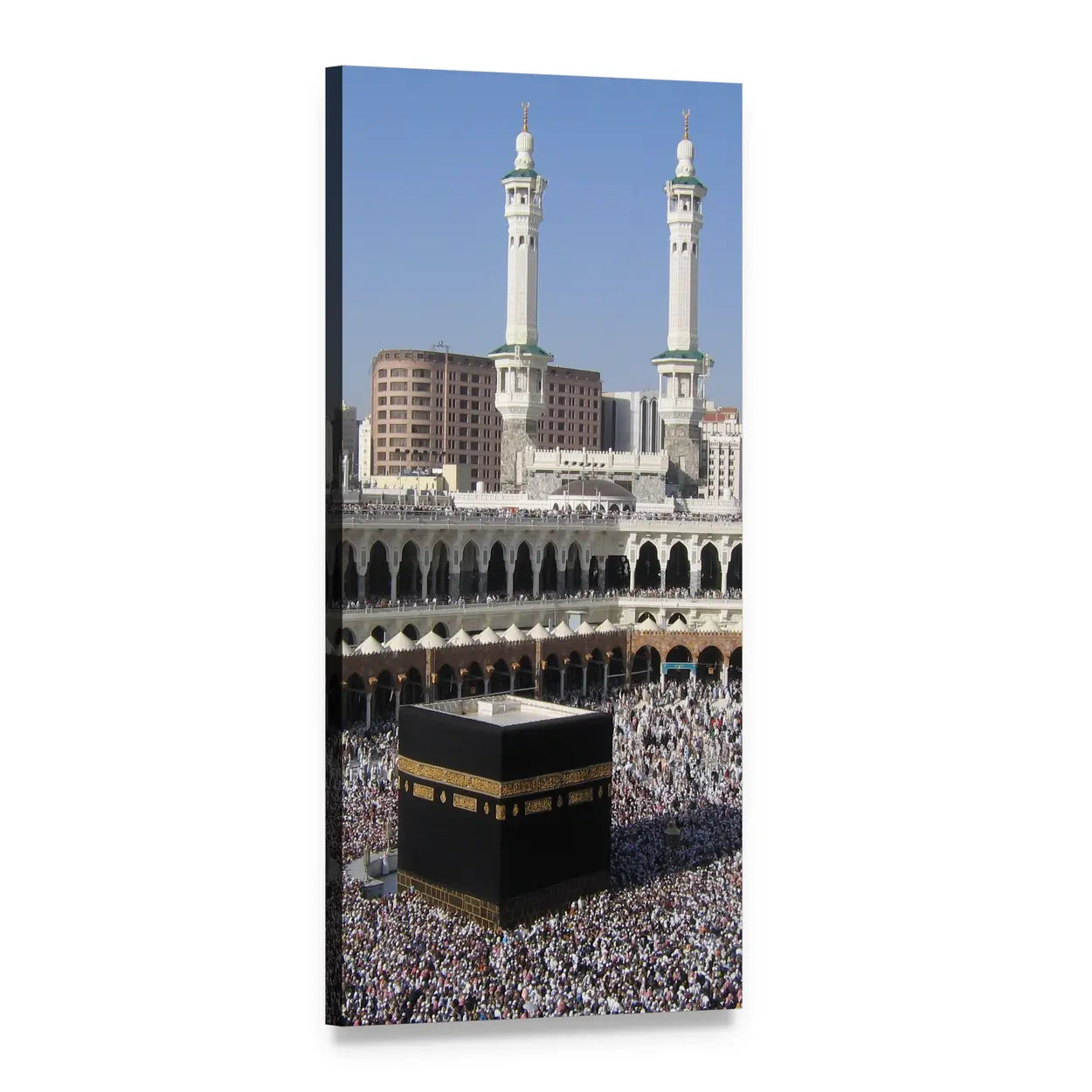 Kaaba and Pilgrims at Masjid Al-haram Vertical Canvas Wall Art, 1 panel 1 Vertical layout gallery wrapped canvas set, angled product view