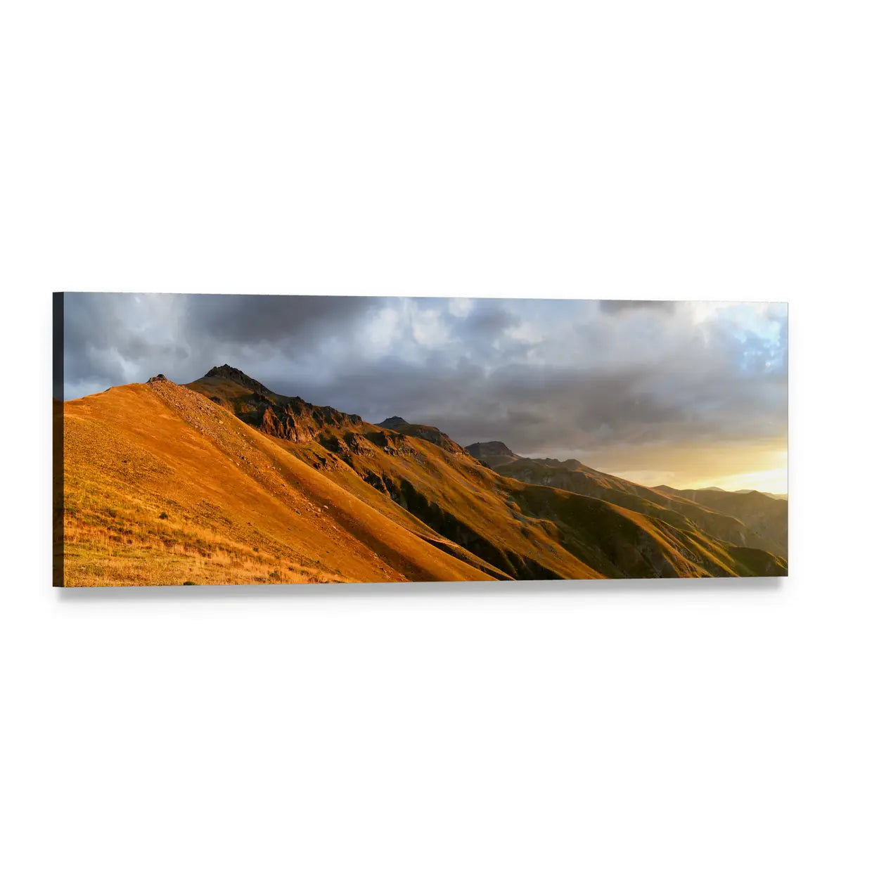 Autumn at Kackars Mountains Panoramic Canvas Wall Art, single panel gallery wrapped canvas, angled product view
