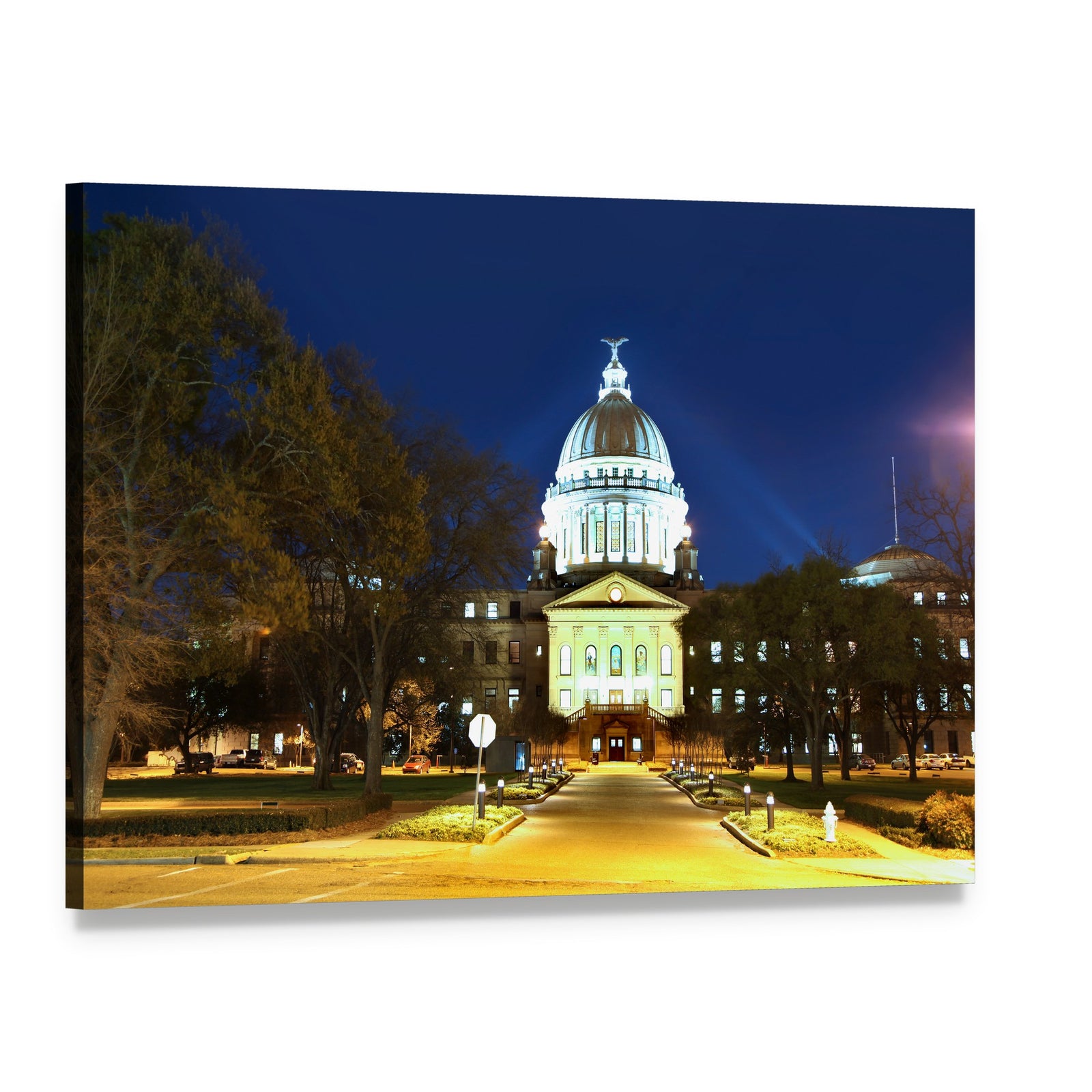 Mississippi State Capitol Canvas Wall Art, single panel gallery wrapped canvas, angled product view