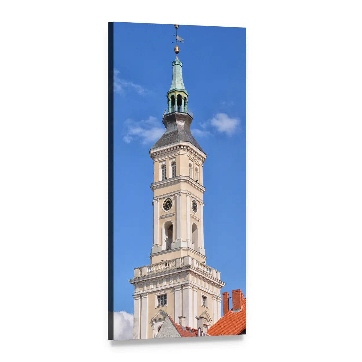 Town Hall Tower in Russia Vertical Canvas Wall Art, 1 panel 1 Vertical layout gallery wrapped canvas set, angled product view