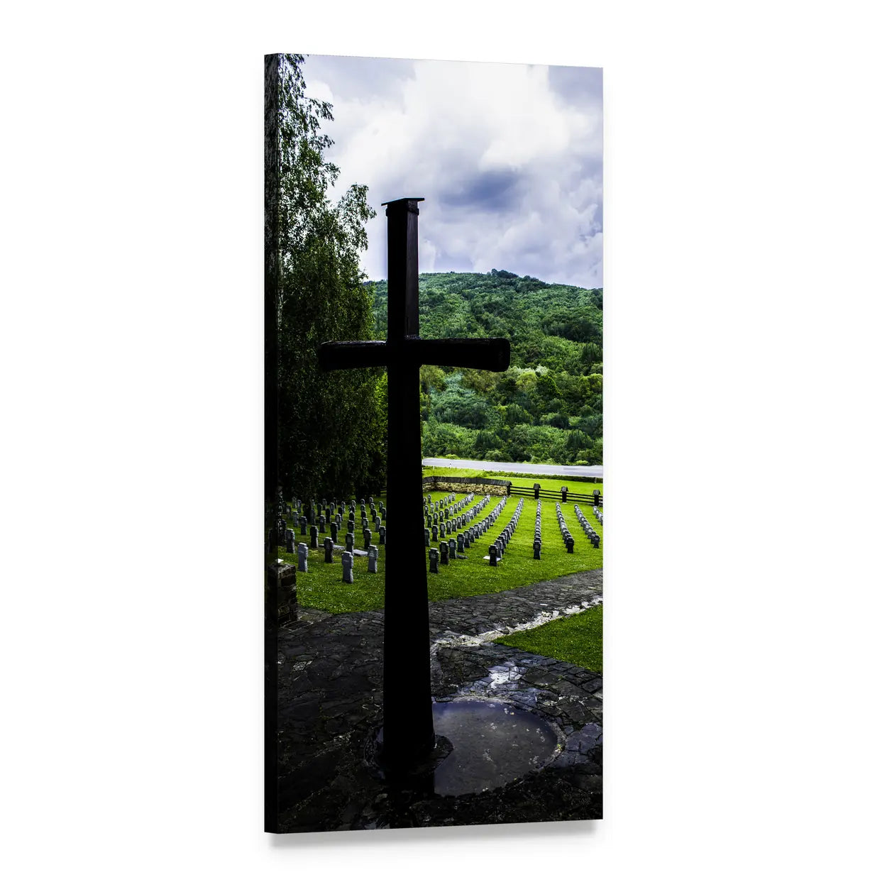 Military Cemetery in Slovakia Vertical Canvas Wall Art, 1 panel 1 Vertical layout gallery wrapped canvas set, angled product view