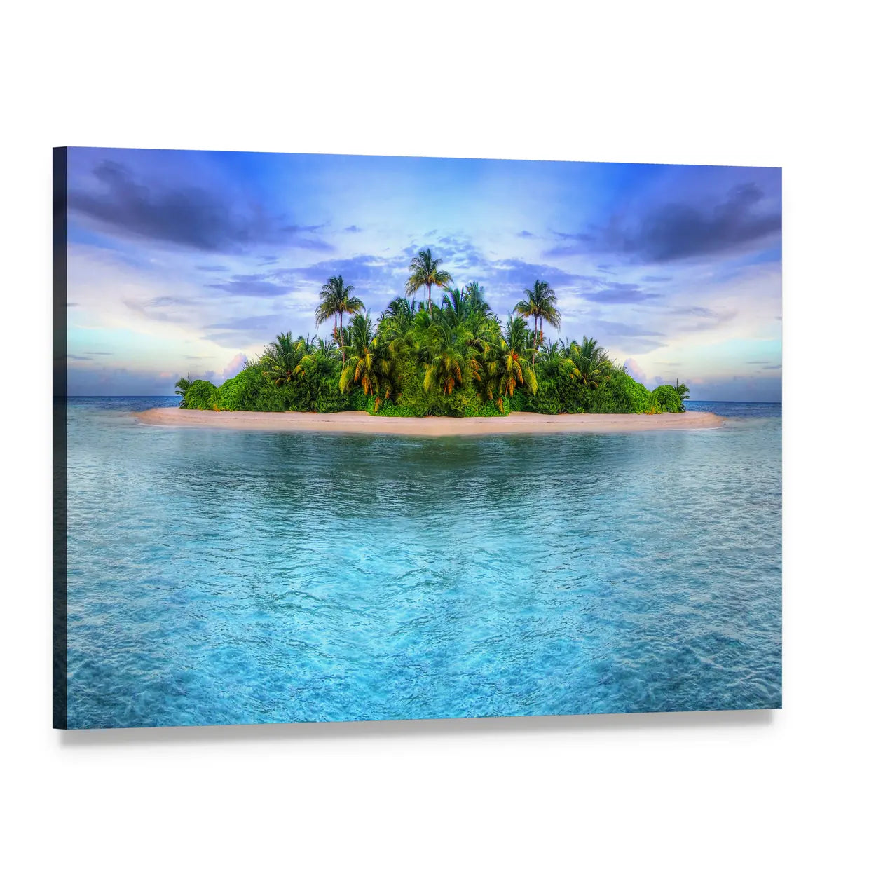 Maldives Tropical Island Canvas Wall Art, single panel gallery wrapped canvas, angled product view