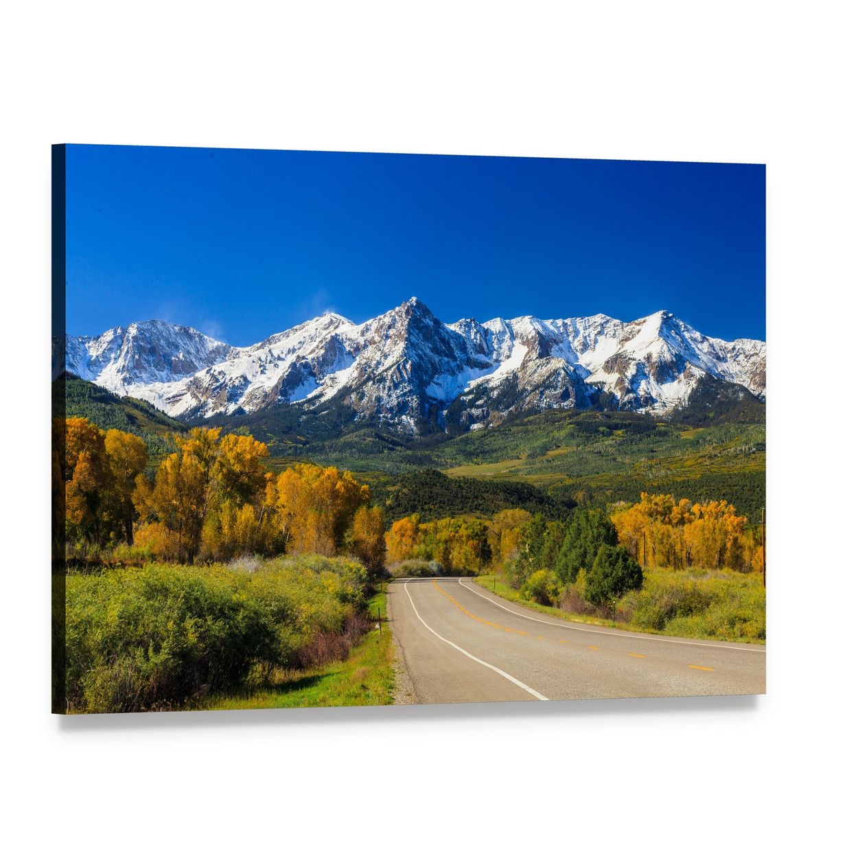 Fall Season in Colorado Canvas Wall Art, single panel gallery wrapped canvas, angled product view