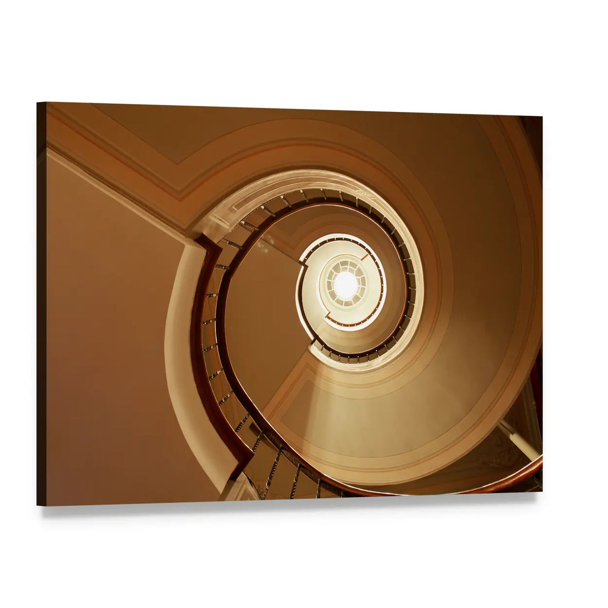 Curvy Spiral Staircase Canvas Wall Art, single panel gallery wrapped canvas, angled product view
