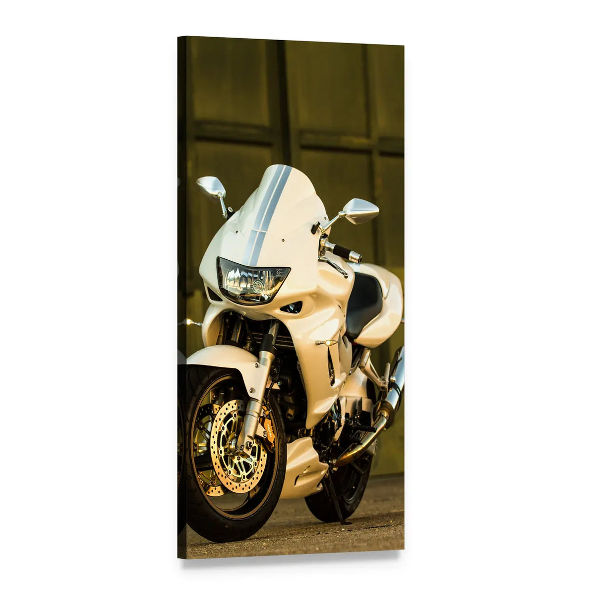 Honda Vtr1000f Sportbike Front View Vertical Canvas Wall Art, 1 panel 1 Vertical layout gallery wrapped canvas set, angled product view