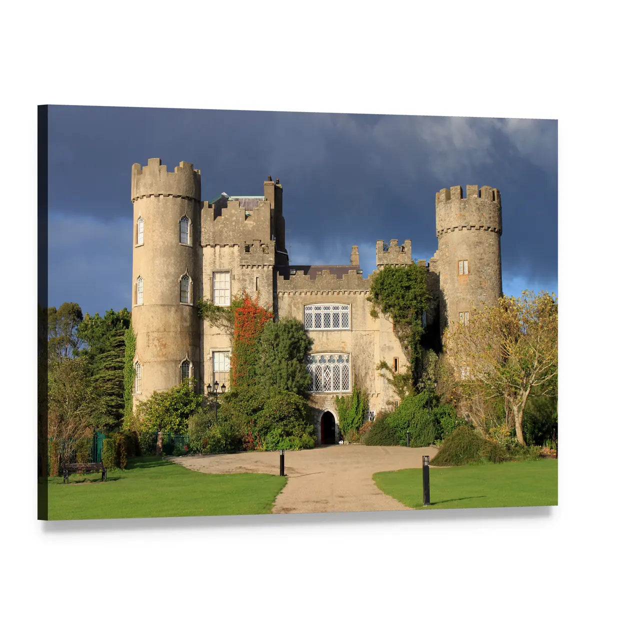 Historic Malahide Castle in Dublin Canvas Wall Art, single panel gallery wrapped canvas, angled product view