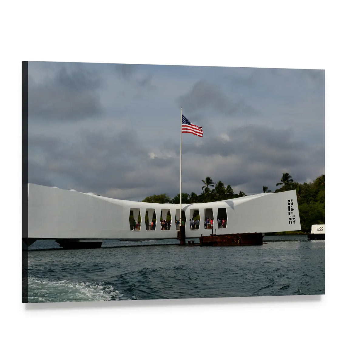 Uss Arizona Memorial Pearl Harbor Canvas Wall Art, single panel gallery wrapped canvas, angled product view