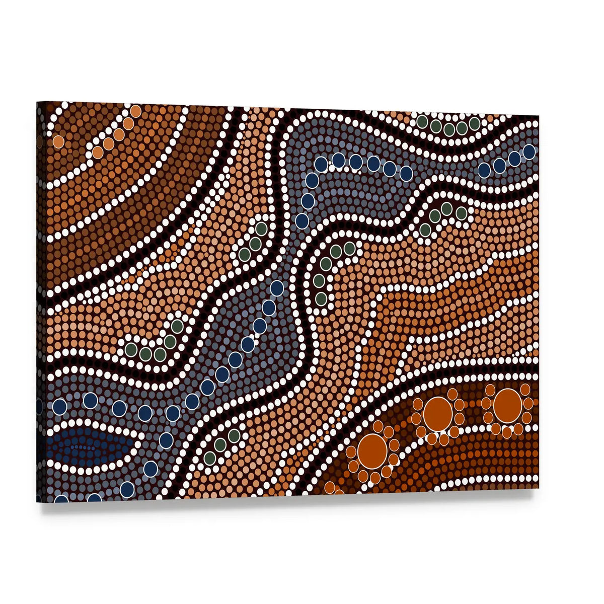 Dotted River Path Canvas Wall Art, single panel gallery wrapped canvas, angled product view
