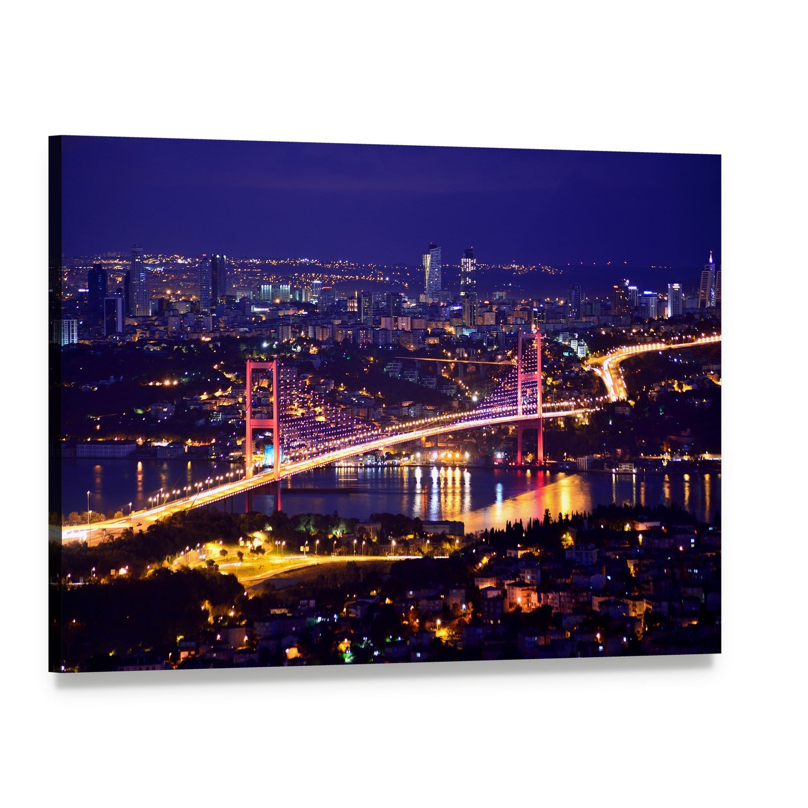 Bosphorus Bridge Istanbul Canvas Wall Art, single panel gallery wrapped canvas, angled product view