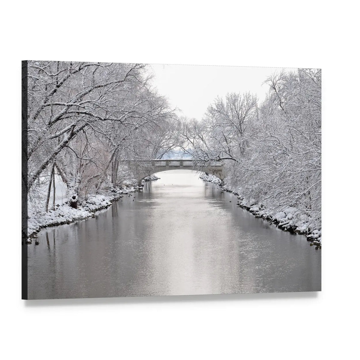 Yahara River In Madison Wisconsin Canvas Wall Art, single panel gallery wrapped canvas, angled product view