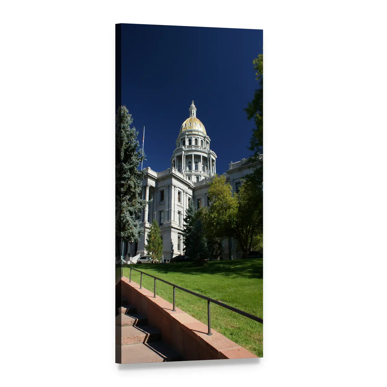 Colorado State Capitol Golden Dome Vertical Canvas Wall Art, 1 panel 1 Vertical layout gallery wrapped canvas set, angled product view