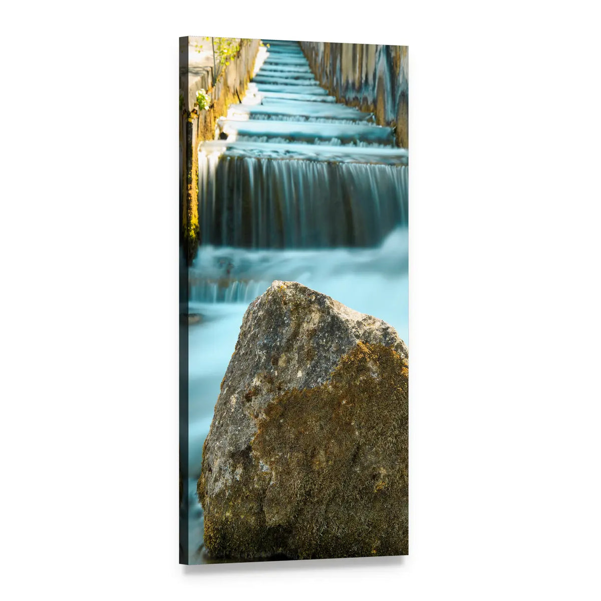 Fish Ladder and Barrage with Stone Steps Vertical Canvas Wall Art, 1 panel 1 Vertical layout gallery wrapped canvas set, angled product view