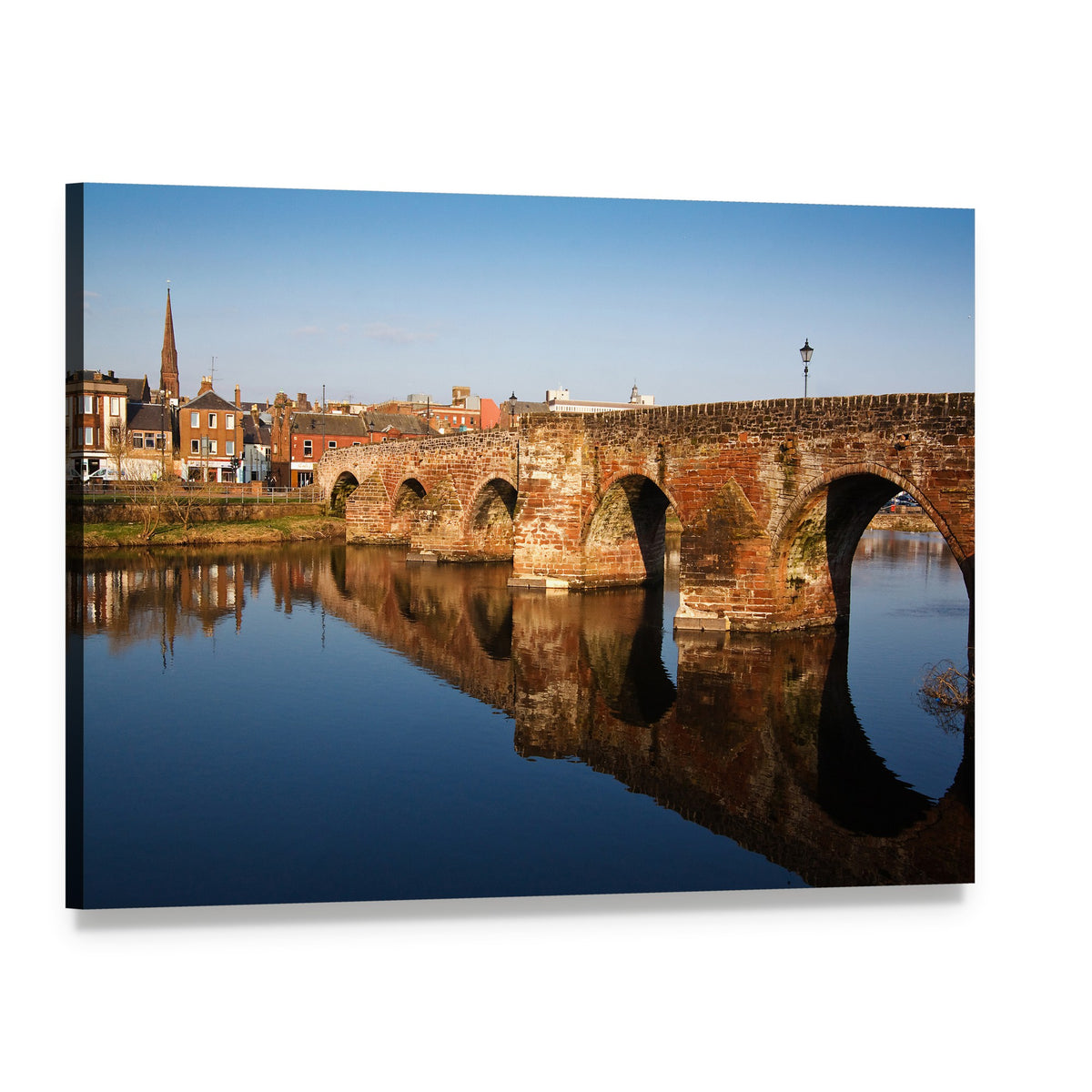 Devorgilla Bridge with River Reflections Canvas Wall Art, single panel gallery wrapped canvas, angled product view