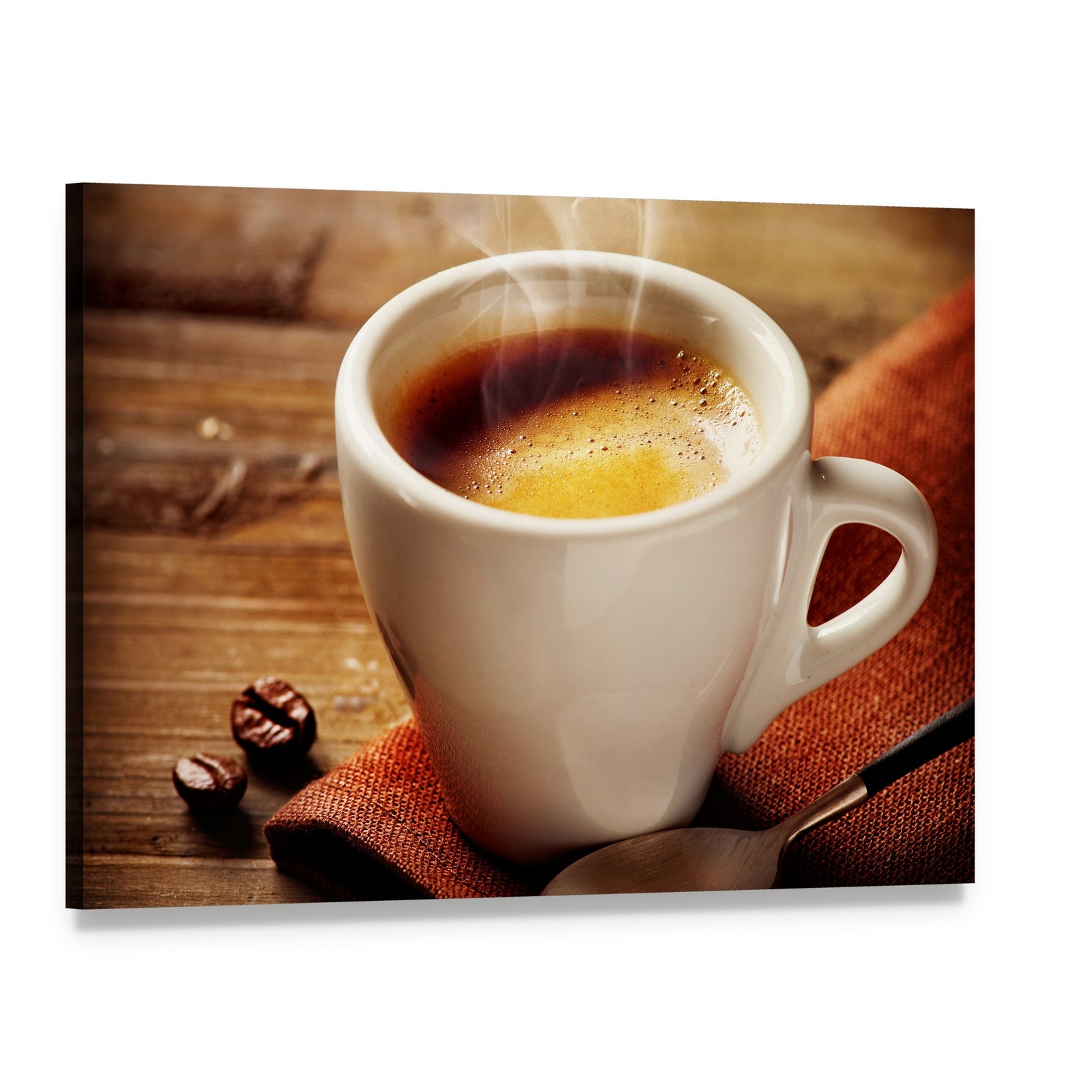 Cup of Espresso Canvas Wall Art, single panel gallery wrapped canvas, angled product view
