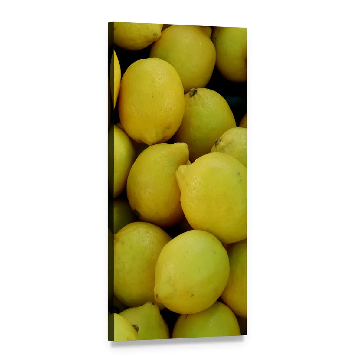 Pile of Fresh Lemons Vertical Canvas Wall Art, 1 panel 1 Vertical layout gallery wrapped canvas set, angled product view