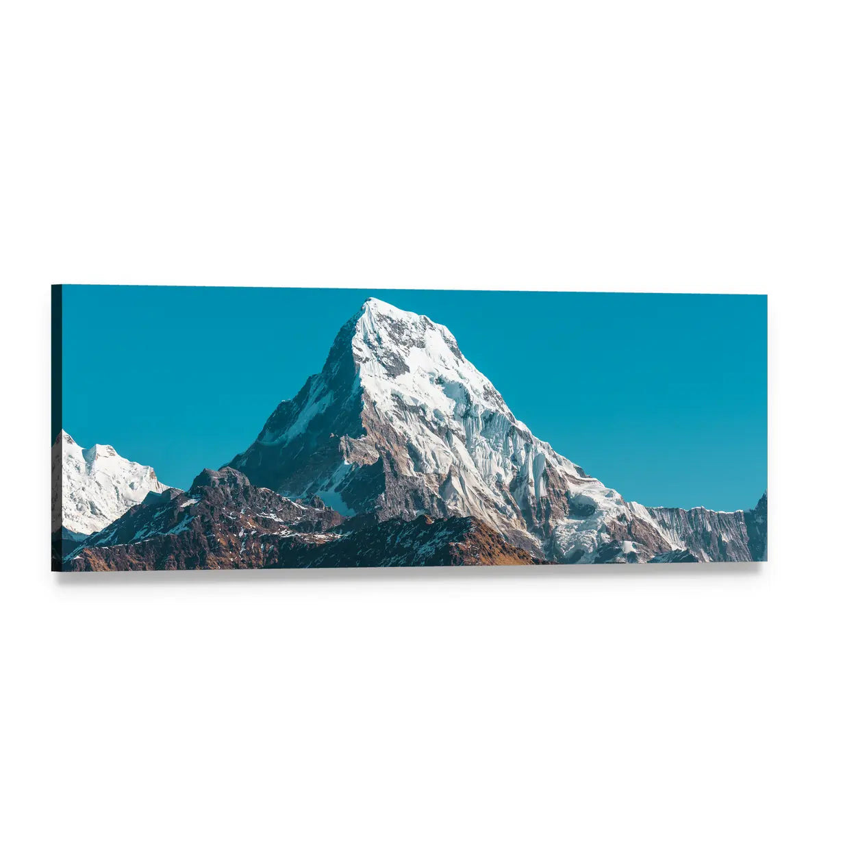 Himalaya Snow-capped Peak Panoramic Canvas Wall Art, single panel gallery wrapped canvas, angled product view