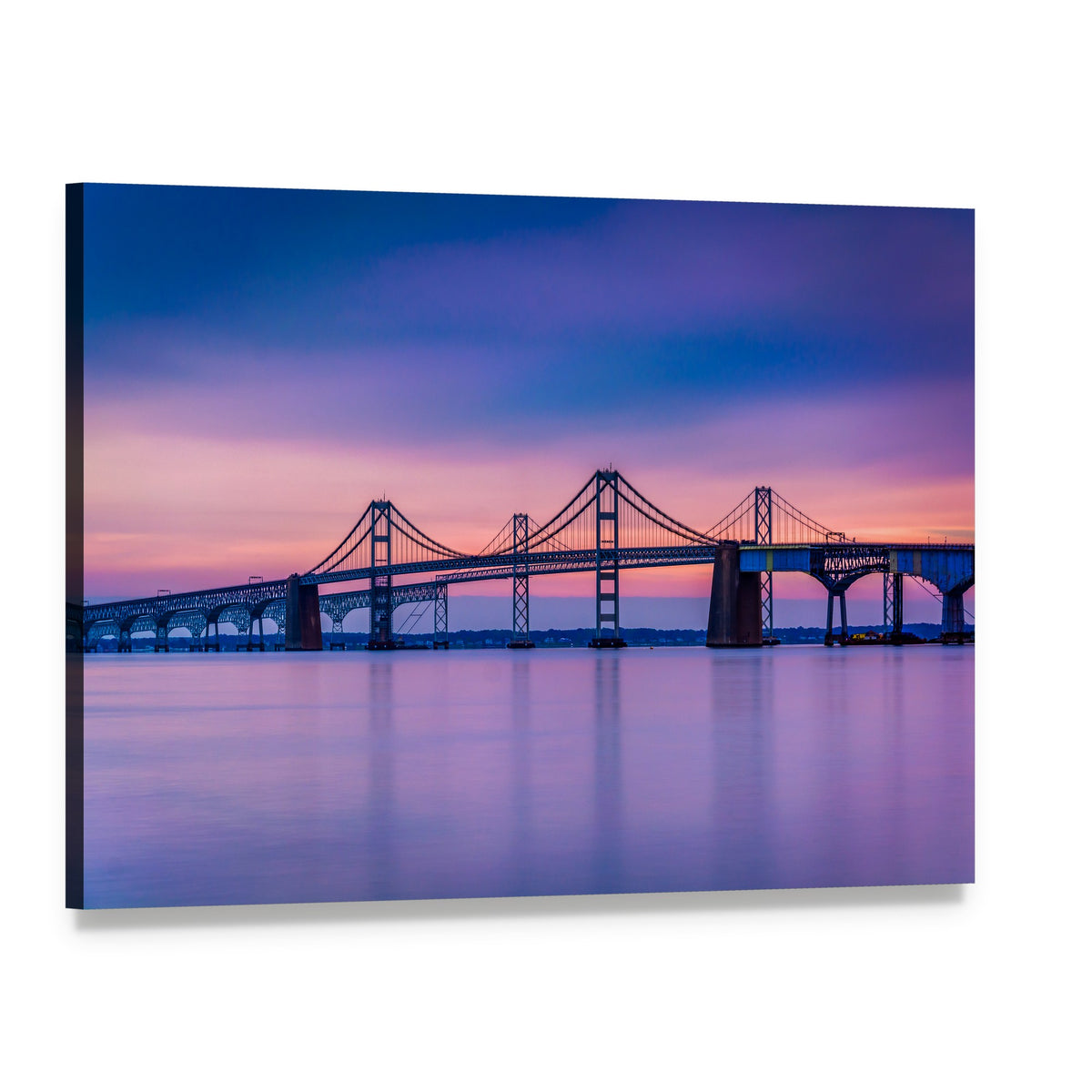 Chesapeake Bay Bridge at Twilight Canvas Wall Art, single panel gallery wrapped canvas, angled product view