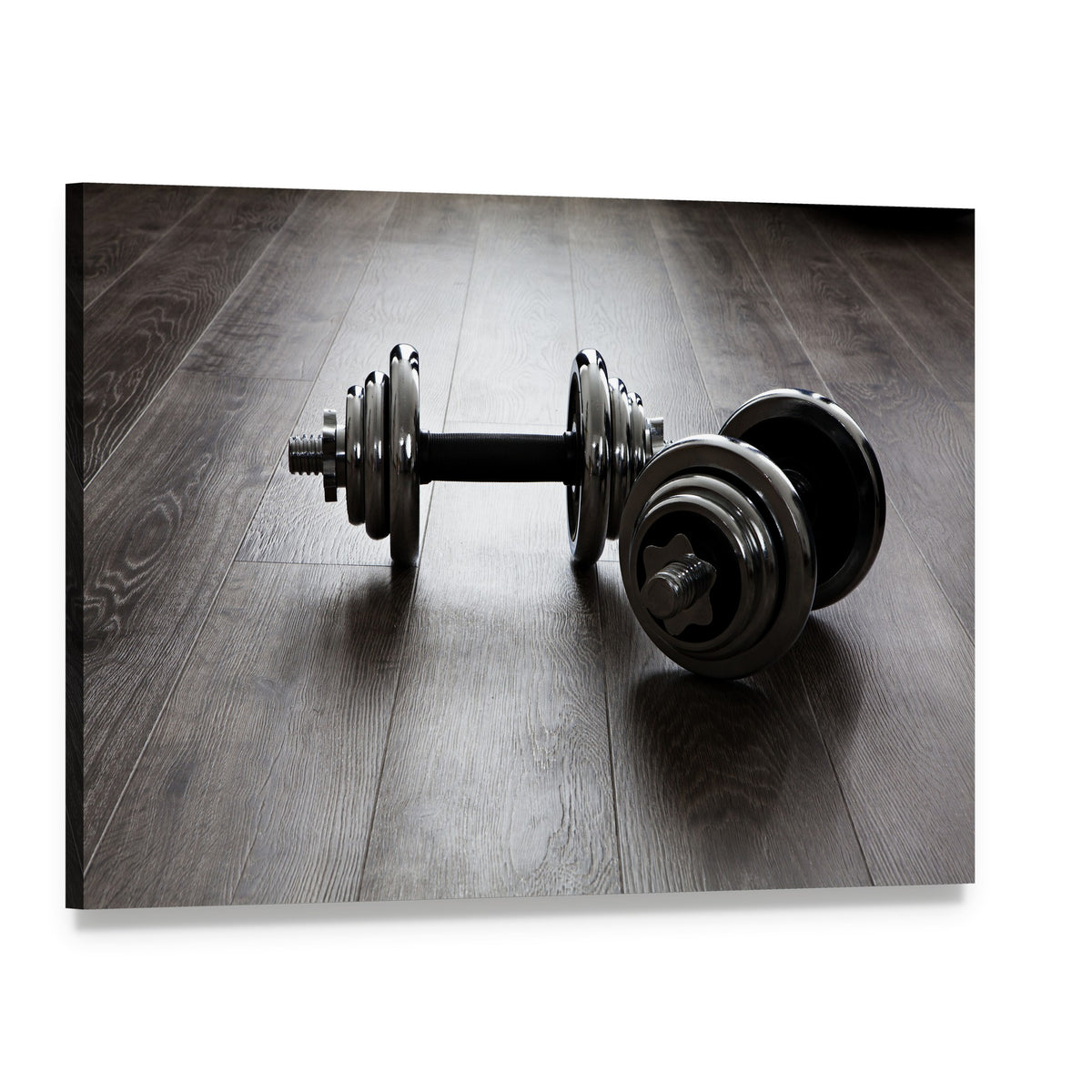 Dumbbells for Fitness Enthusiasts Canvas Wall Art, single panel gallery wrapped canvas, angled product view