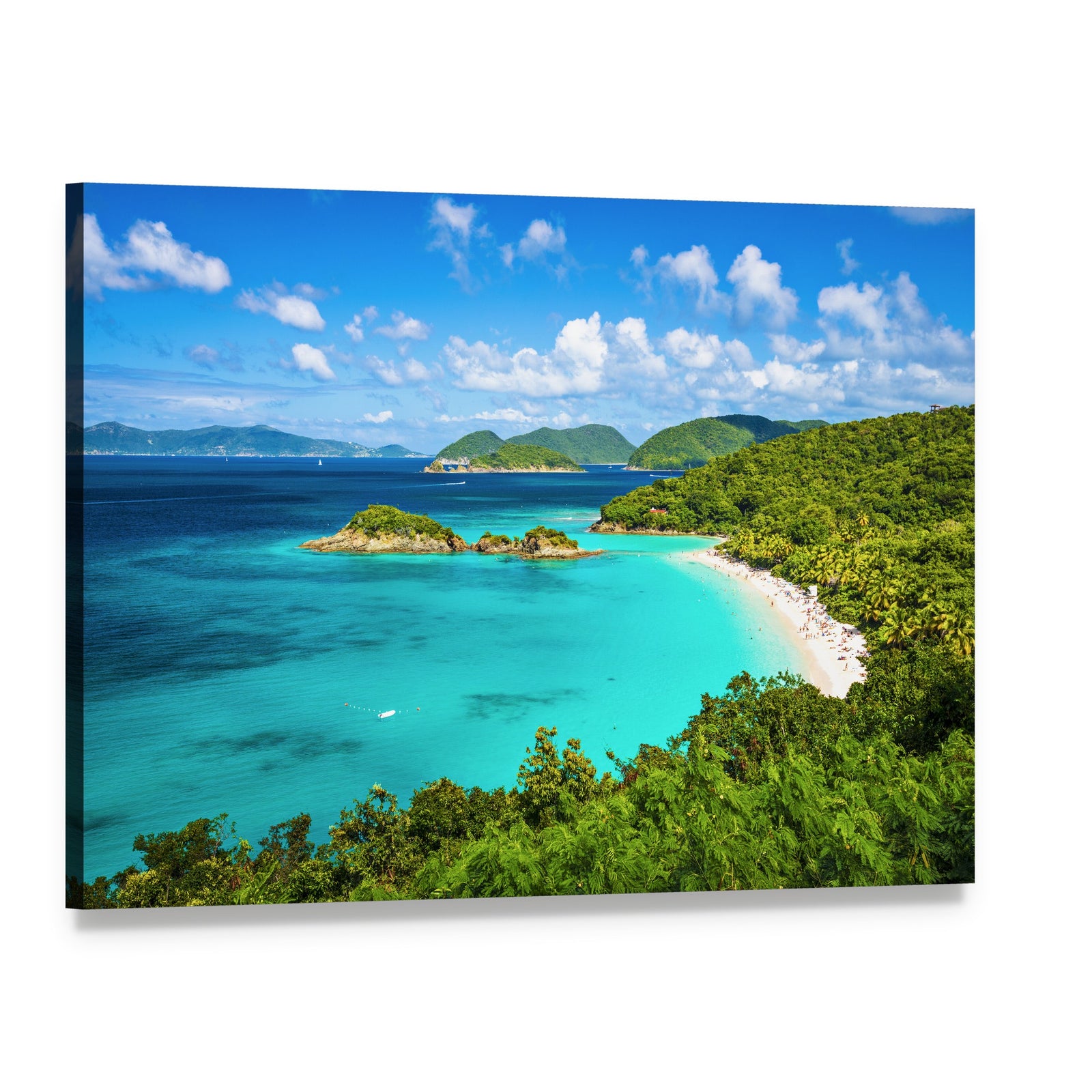 View of Trunk Bay Canvas Wall Art, single panel gallery wrapped canvas, angled product view
