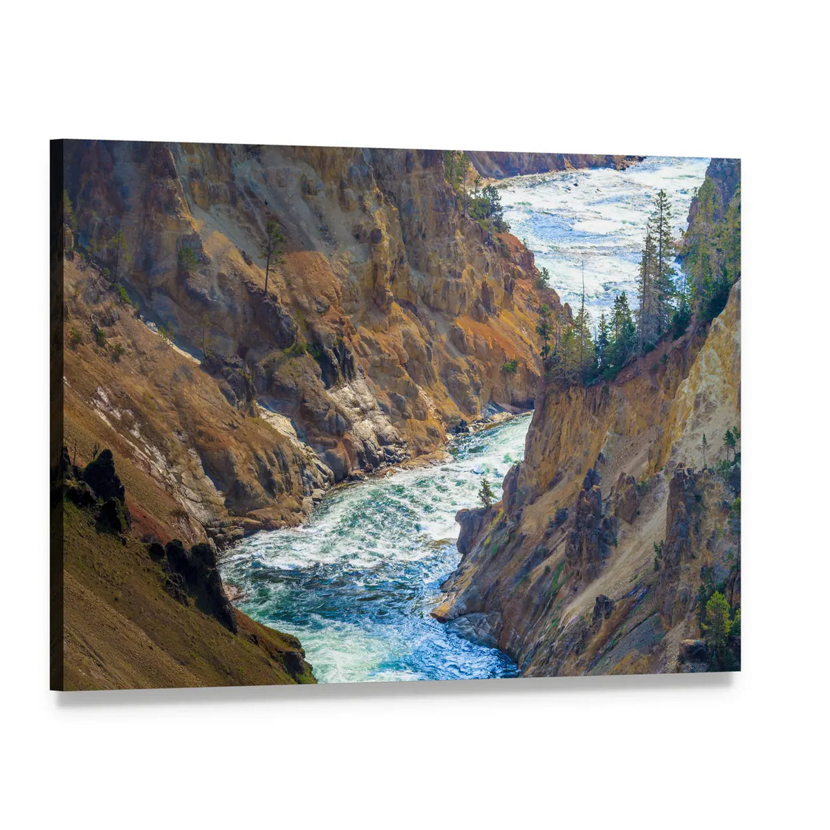 Grand Canyon of the Yellowstone Canvas Wall Art, single panel gallery wrapped canvas, angled product view