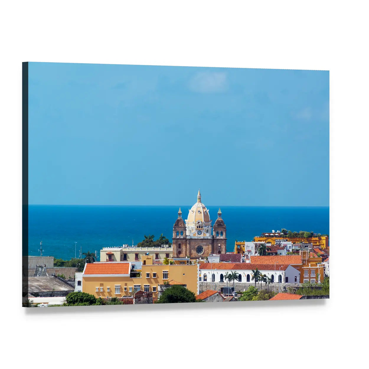 San Pedro Claver Church Canvas Wall Art, single panel gallery wrapped canvas, angled product view