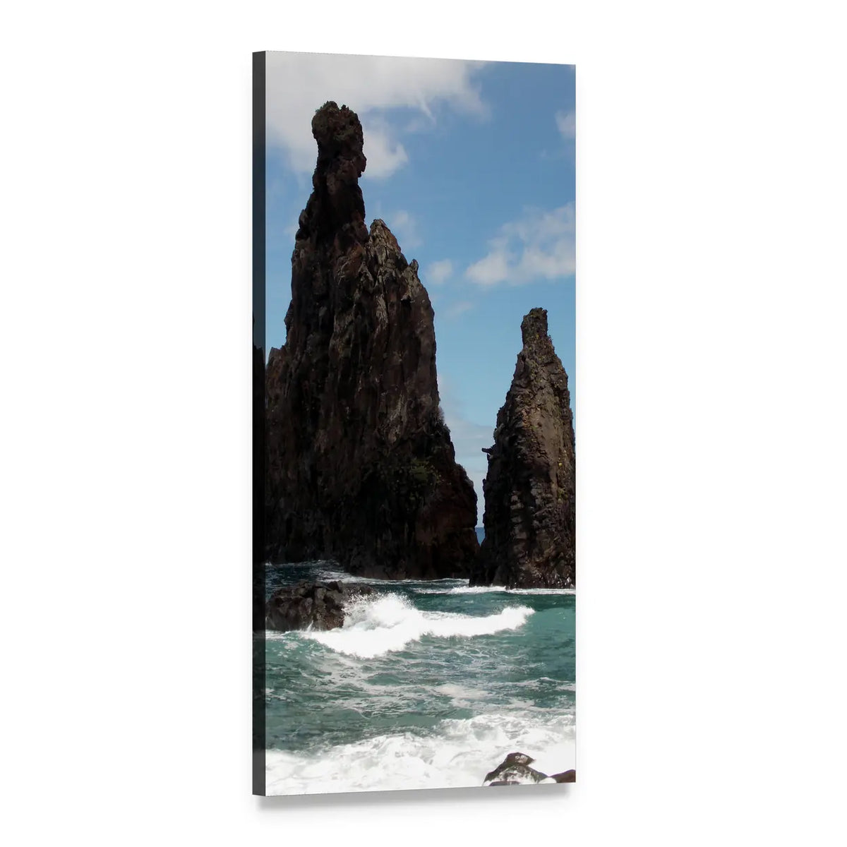 Atlantic Coastal Rock Cliff Vertical Canvas Wall Art, 1 panel 1 Vertical layout gallery wrapped canvas set, angled product view