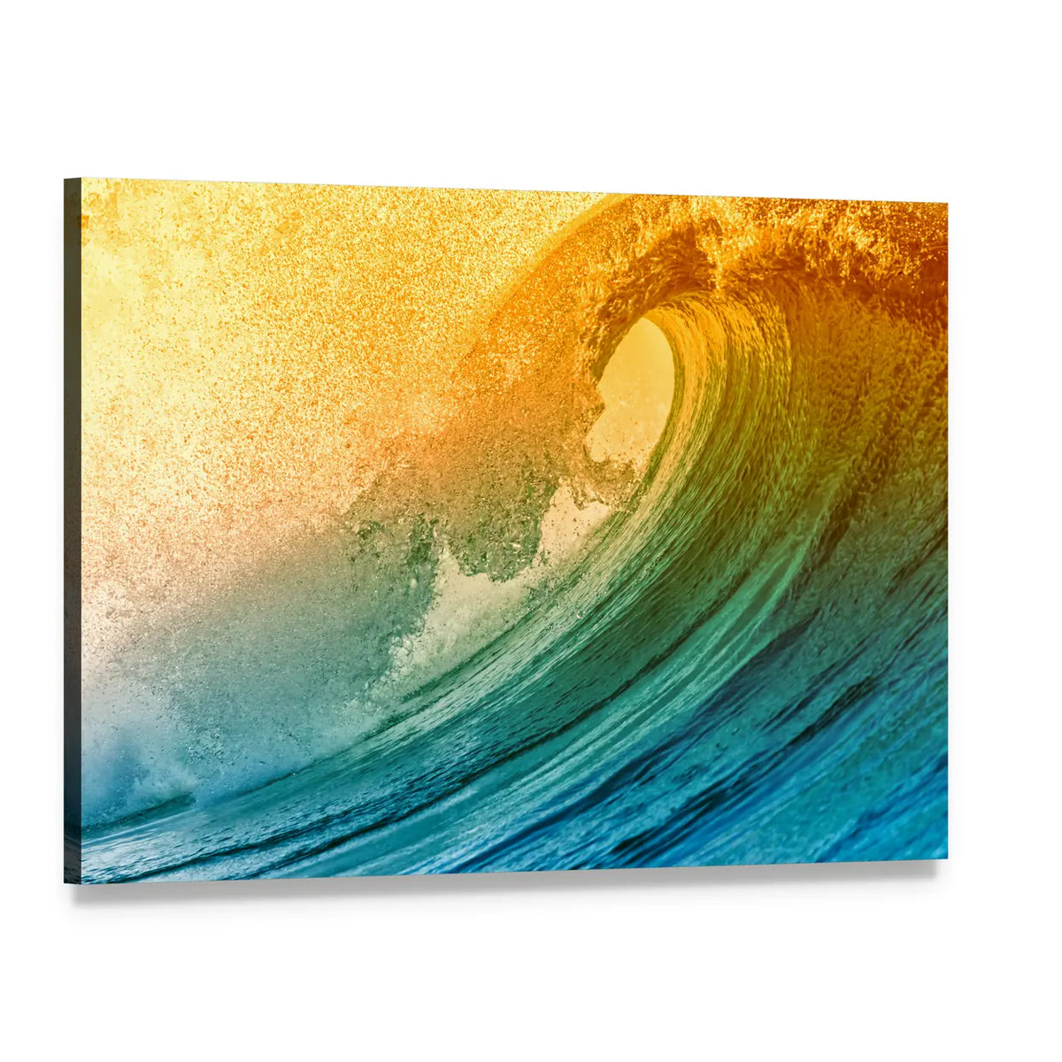 Ocean Wave at Morning Canvas Wall Art, single panel gallery wrapped canvas, angled product view
