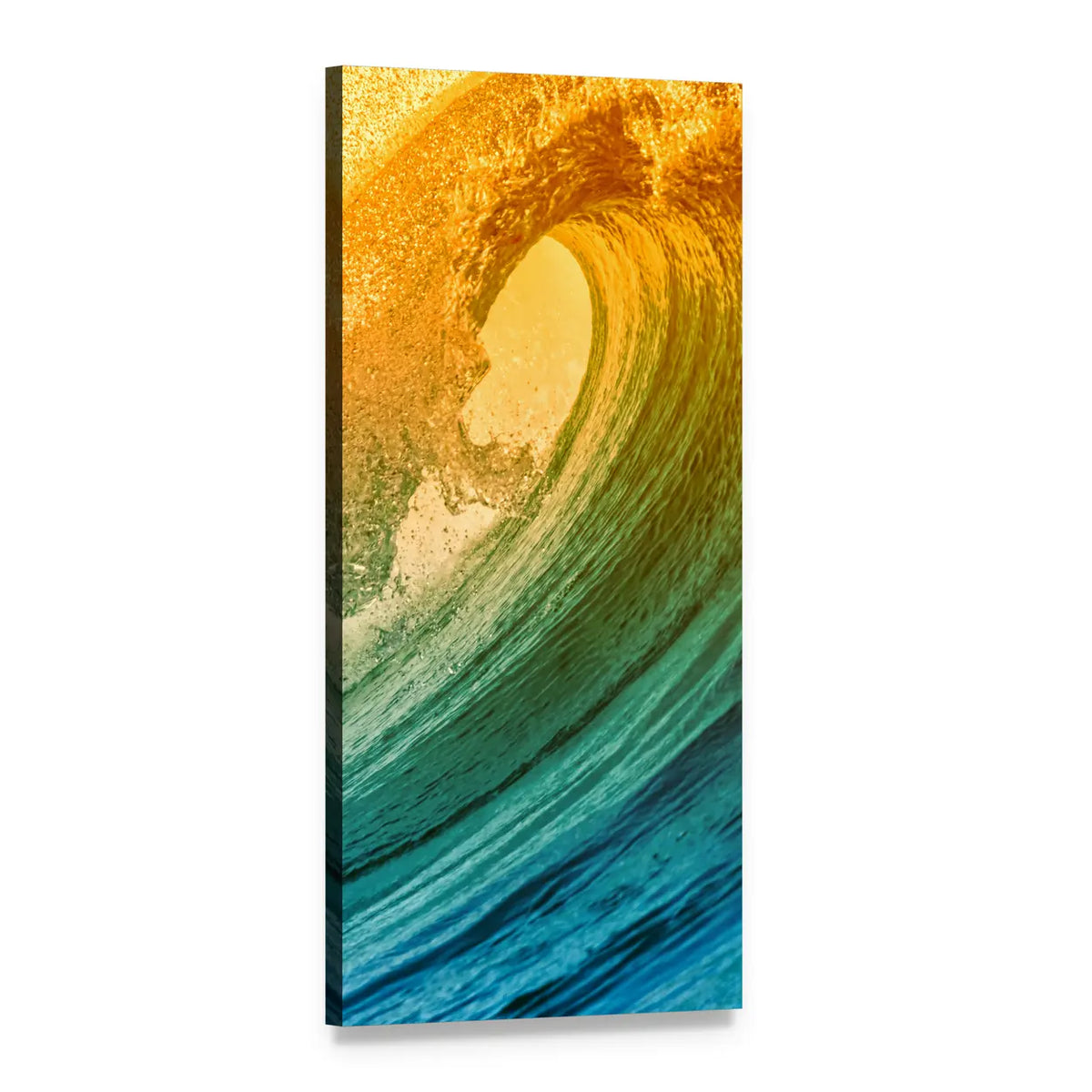 Morning Ocean Wave Vertical Canvas Wall Art, 1 panel 1 Vertical layout gallery wrapped canvas set, angled product view