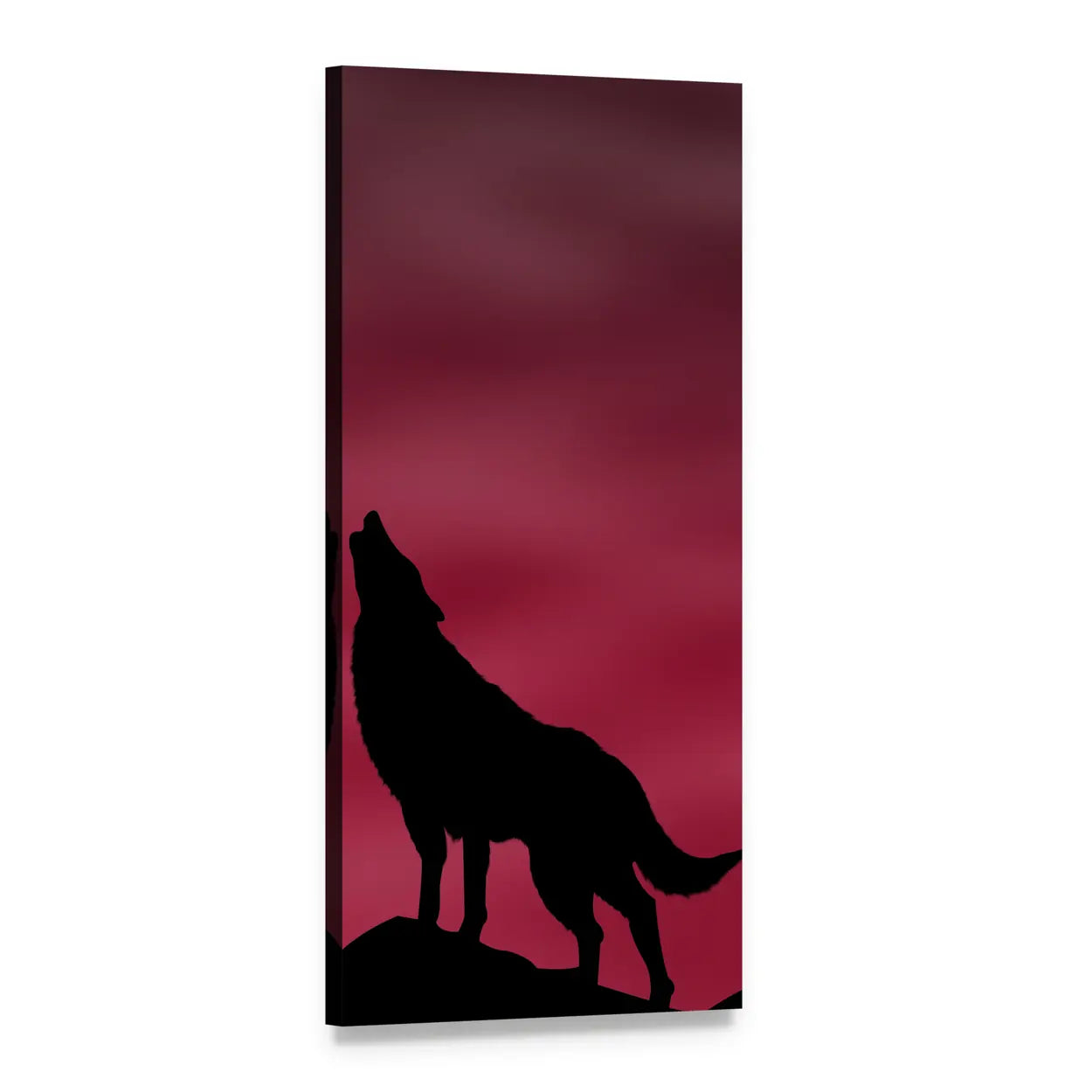 Howling Wolf Silhouette at Moon Vertical Canvas Wall Art, 1 panel 1 Vertical layout gallery wrapped canvas set, angled product view