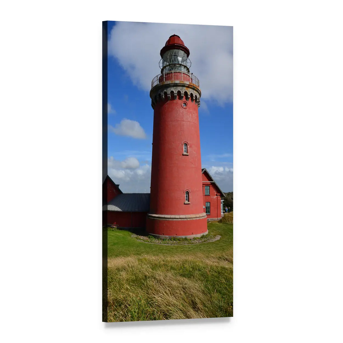 Red Lighthouse in Denmark Vertical Canvas Wall Art, 1 panel 1 Vertical layout gallery wrapped canvas set, angled product view