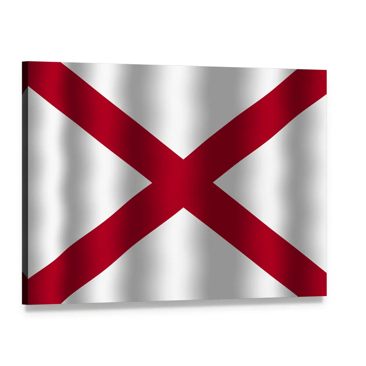 Waving Alabama State Flag Canvas Wall Art, single panel gallery wrapped canvas, angled product view