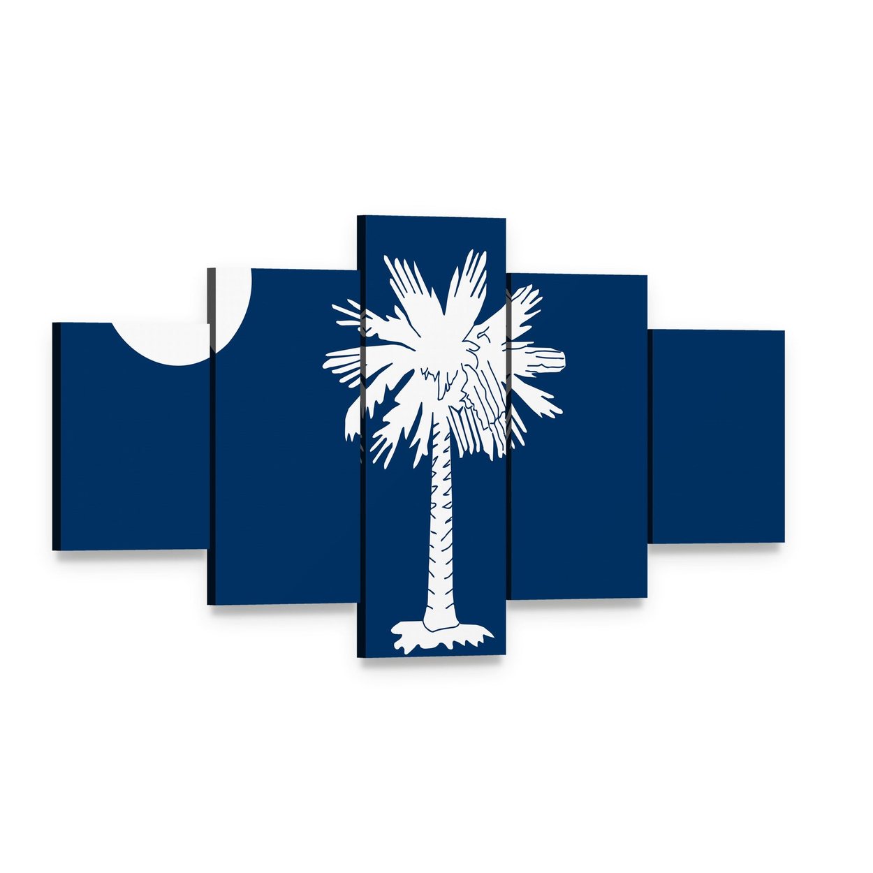 South Carolina State Flag Canvas Wall Art, 5 panel 5 Star layout gallery wrapped canvas set, angled product view