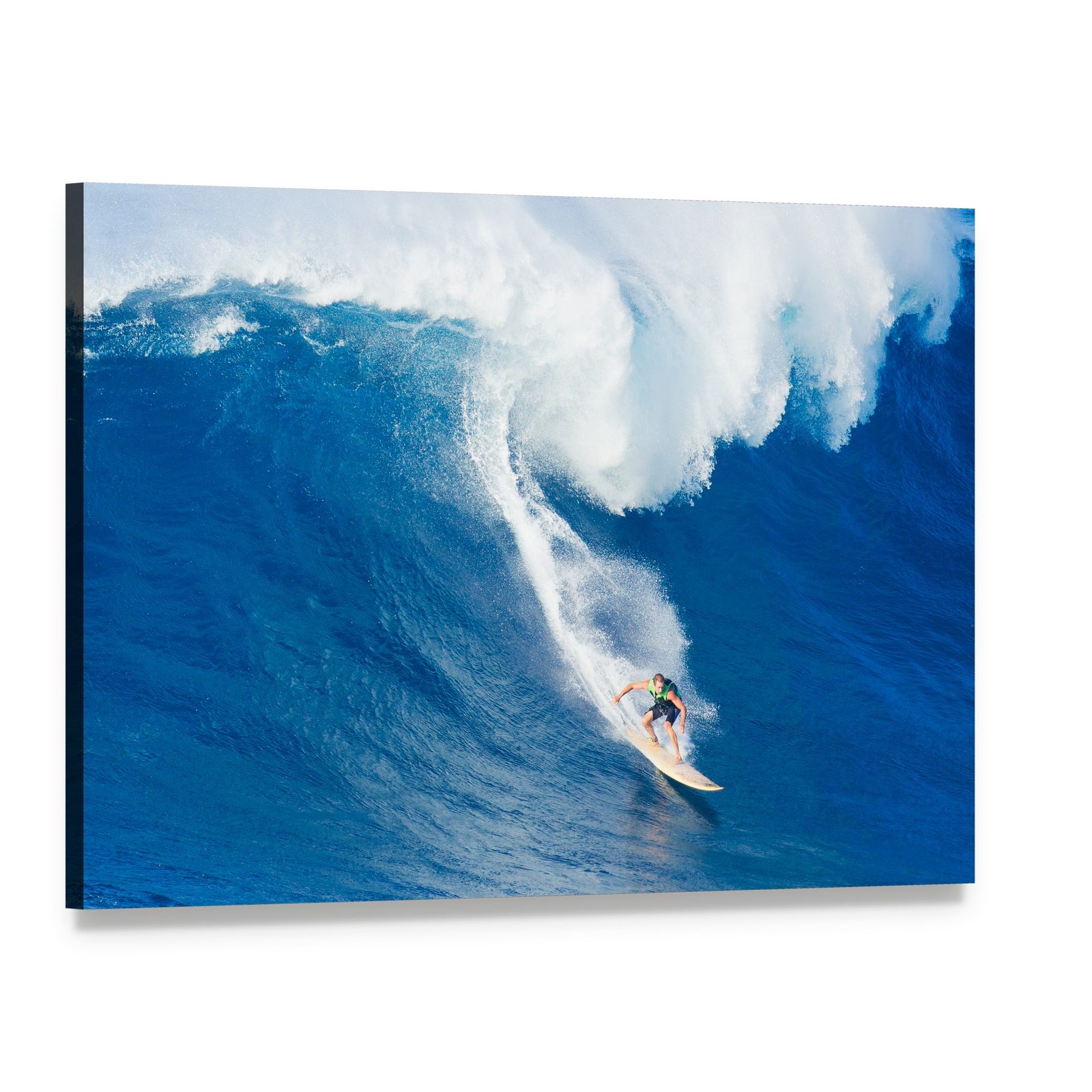 Extreme Surfer Riding Canvas Wall Art, single panel gallery wrapped canvas, angled product view
