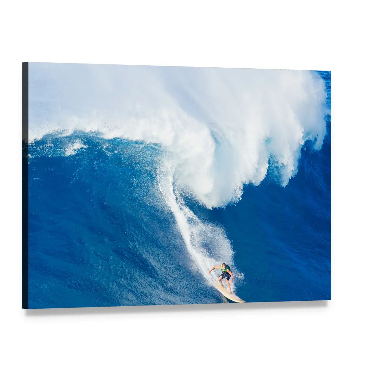 Extreme Surfer Riding Canvas Wall Art, single panel gallery wrapped canvas, angled product view