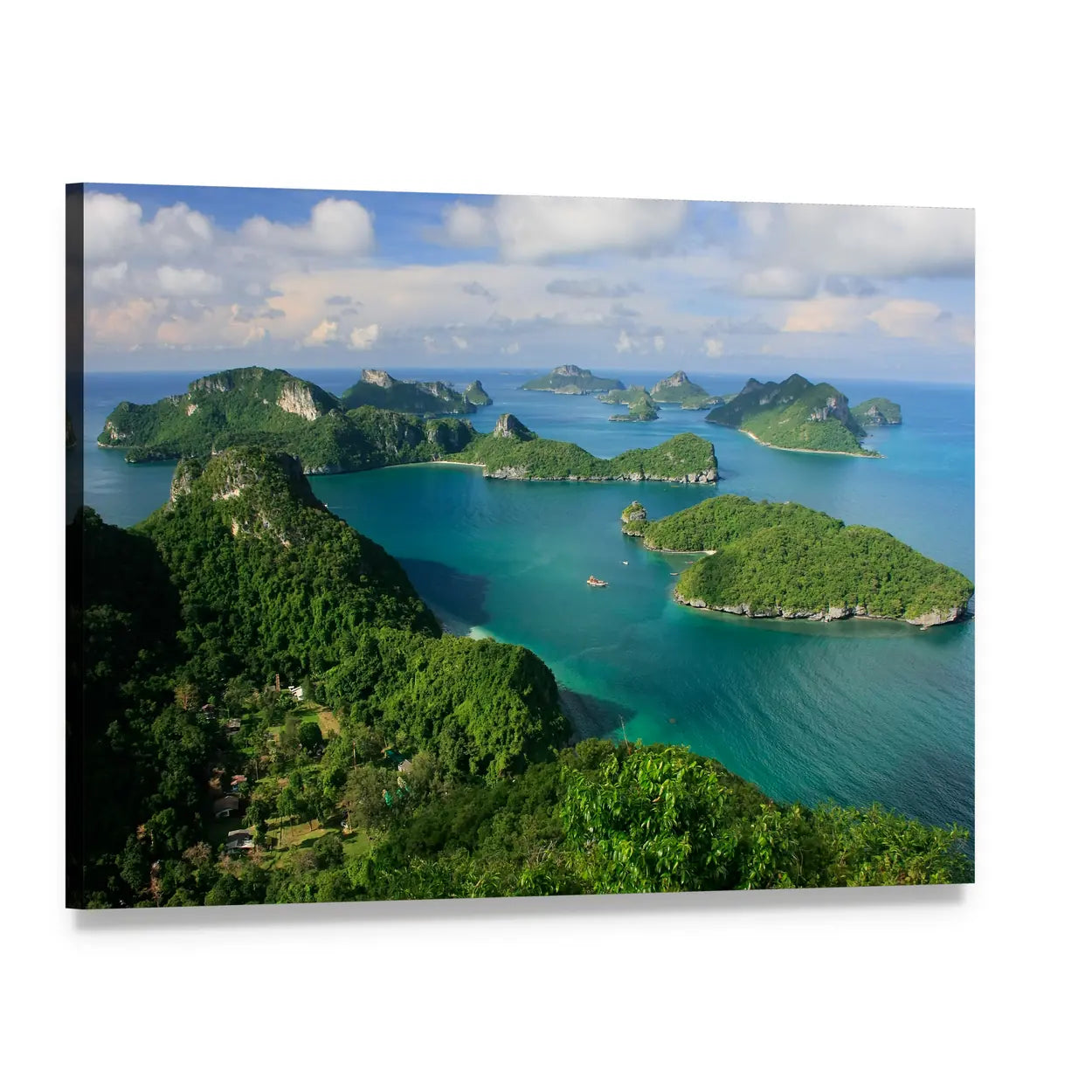 Ang Thong Islands Aerial Landscape Canvas Wall Art, single panel gallery wrapped canvas, angled product view