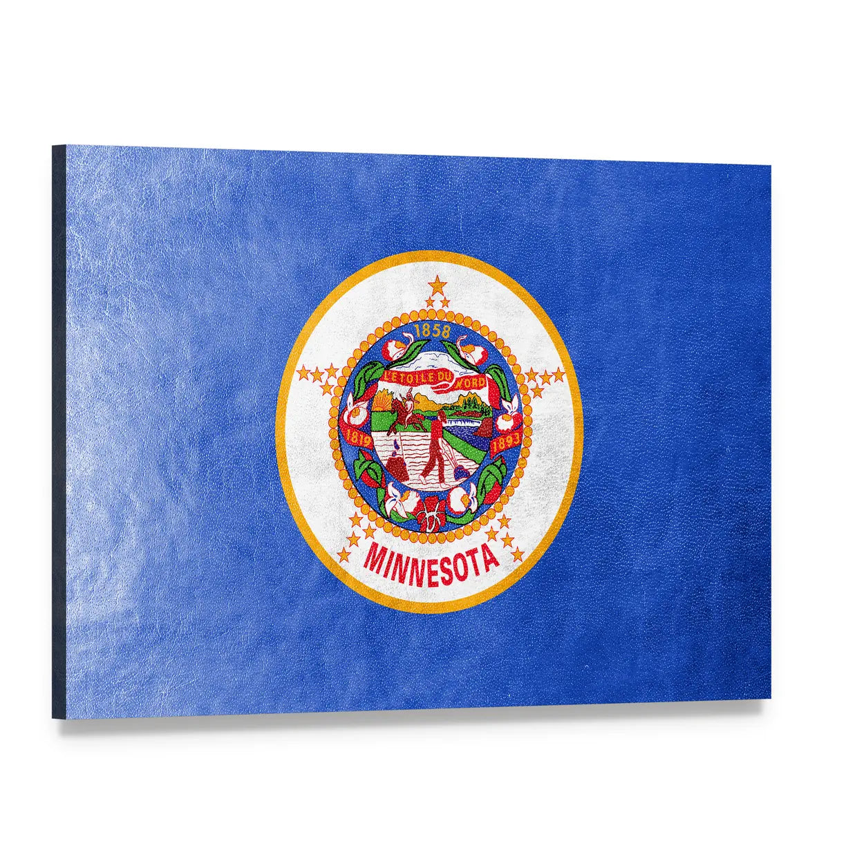 Minnesota State Flag Canvas Wall Art, single panel gallery wrapped canvas, angled product view